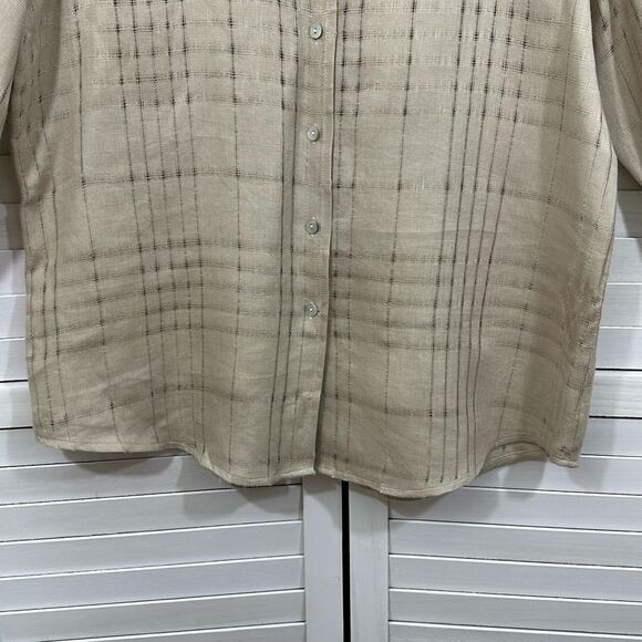 Charter Club Linen Blouse 14 Top Beige Neutral NWOT - Picture 7 of 13